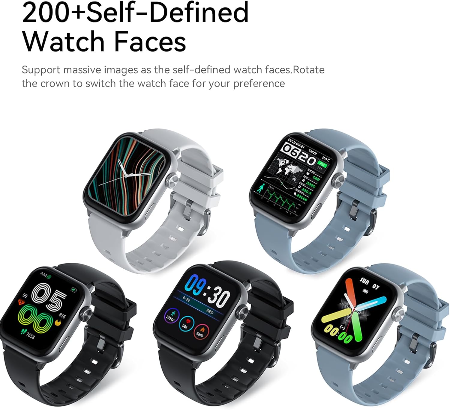 Multiple AWEI H26 Smart Watches with different customizable watch faces