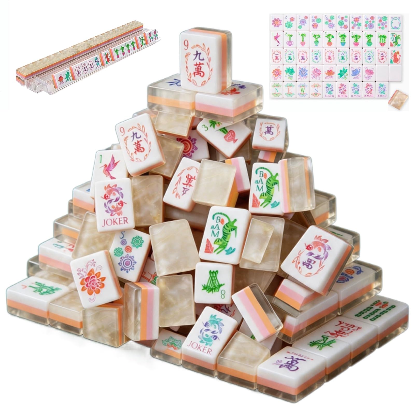 160-teiliges Mahjong-Set (amerikanischer Stil), (3,2 cm, nur Spielsteine), für Erwachsene, Frauen, Familien, Partys, Reisen, Spiel, Geschenk