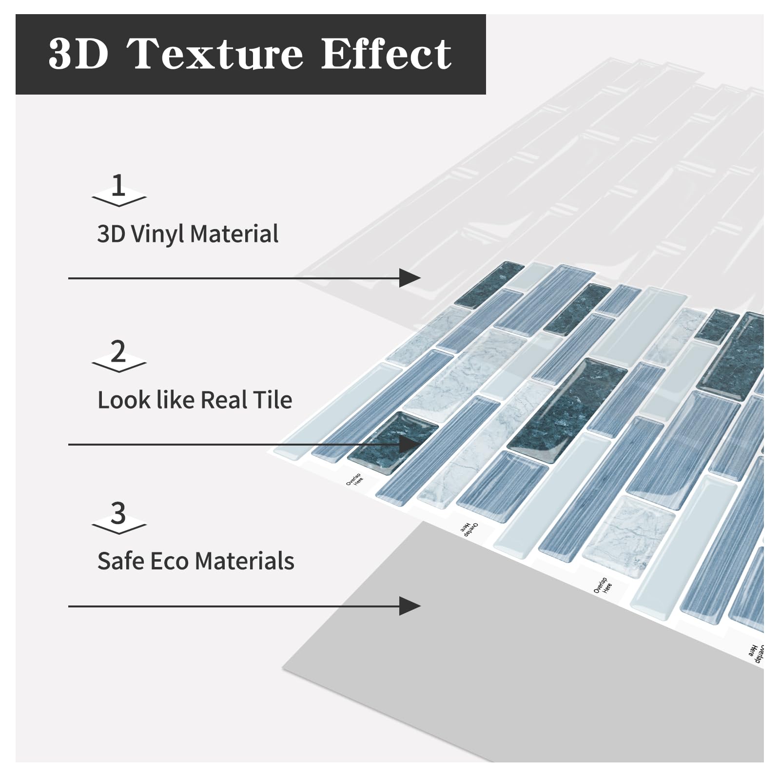 Tic Tac Tiles® Lot De 10 Feuilles De Papier Peint Autocollant Amovible A Coller Pour Dosseret De Cuisine Salle De Bain Carrelage Mural 3d En Polito Fresco