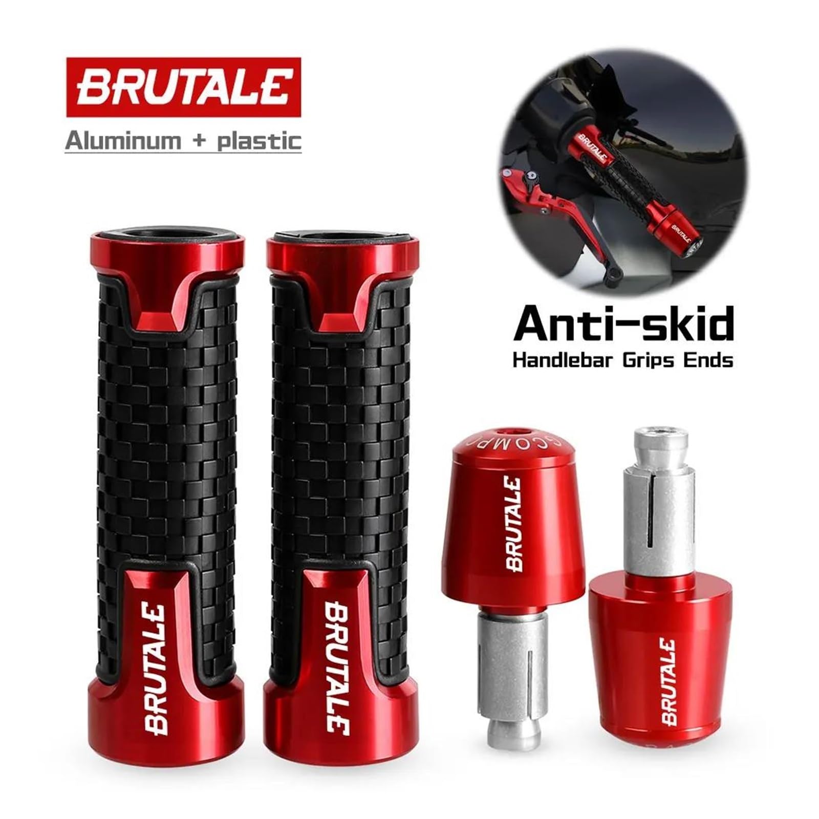 Empuñaduras Moto Antideslizantes y Resistentes para MV Agusta Brutale 989R 910 920 990 1090 1078 RR CNC Hndlebar Empuñaduras Extremos Peso Manillar Extremo De Agarre Antivibración Silder