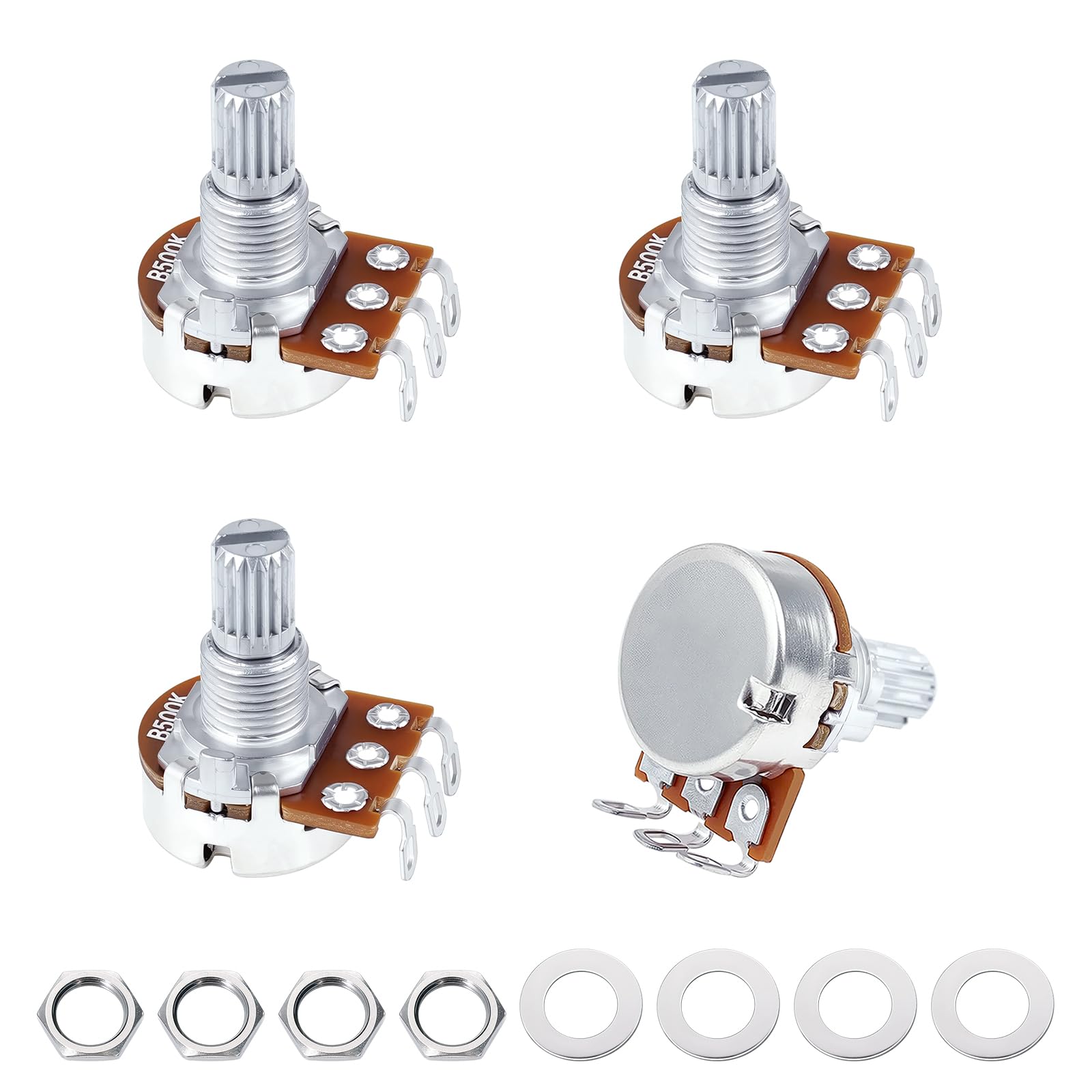 Banworks Metric M8 Thread B500K Guitar Mini Pots Aluminum 18-Spline Pots