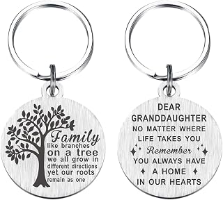 TANWIH Gifts for Granddaughter - Metal Engraved Granddaughter Keychain - Granddaughters Birthday Graduation Gifts from Grandma Grandpa