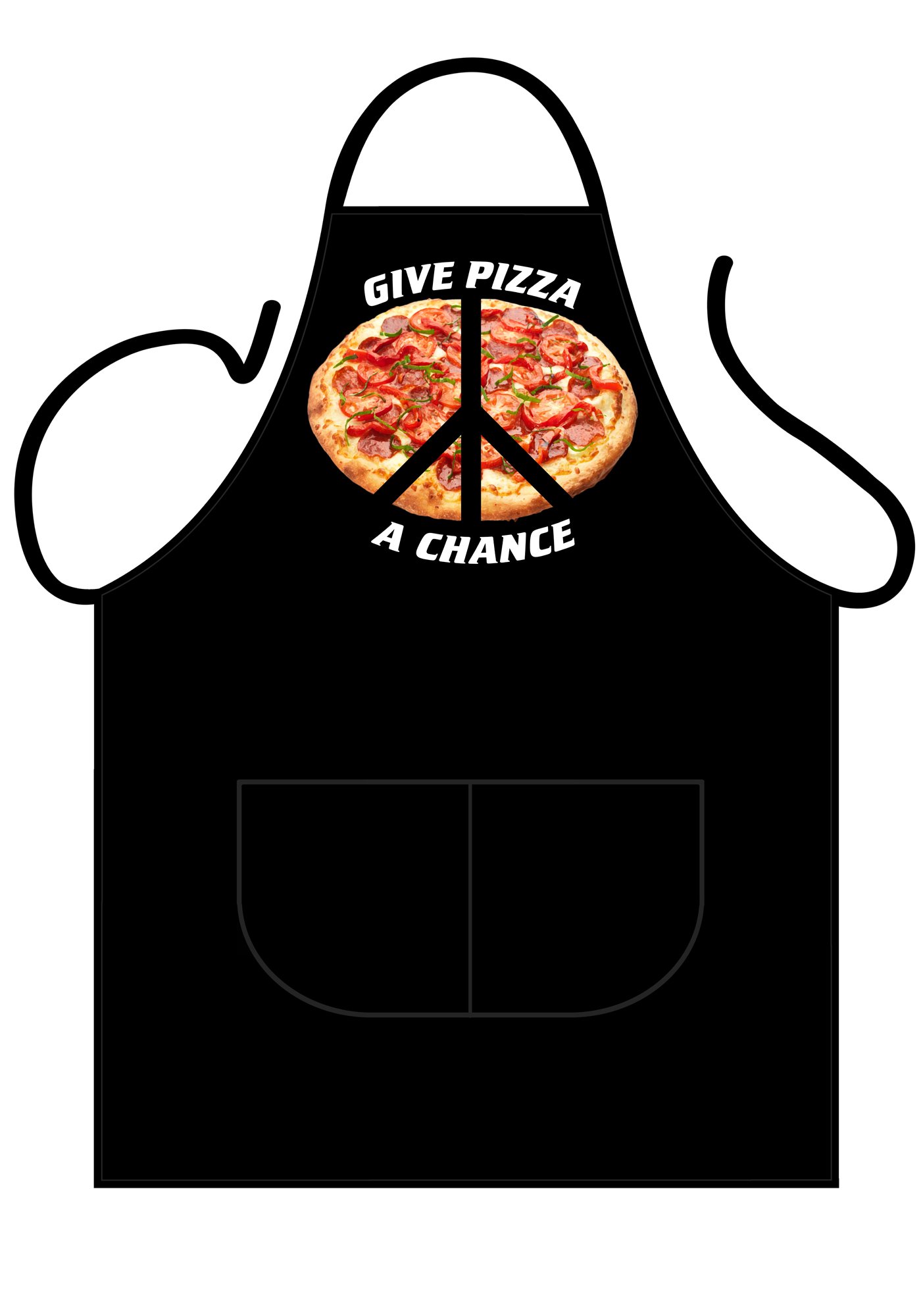 Iconic Aprons Give Pizza A Chance Apron, Polyester-Cotton, Multi-Colour, 90 x 69 x 0.1 cm