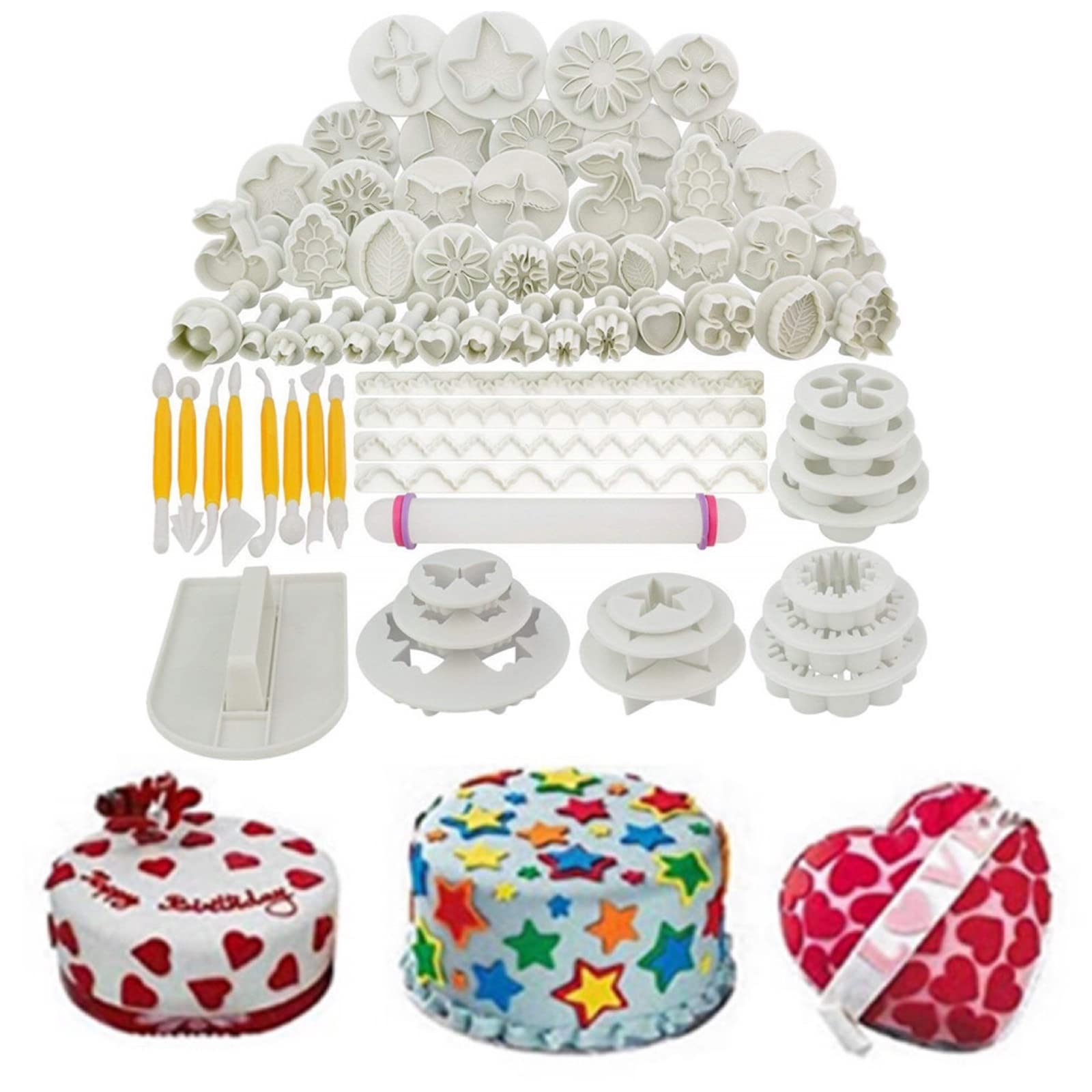 68 moldes de postre, sellos de fondant, cortadores de galletas, encantadores para los amantes de la repostería, duraderos y de grado alimenticio