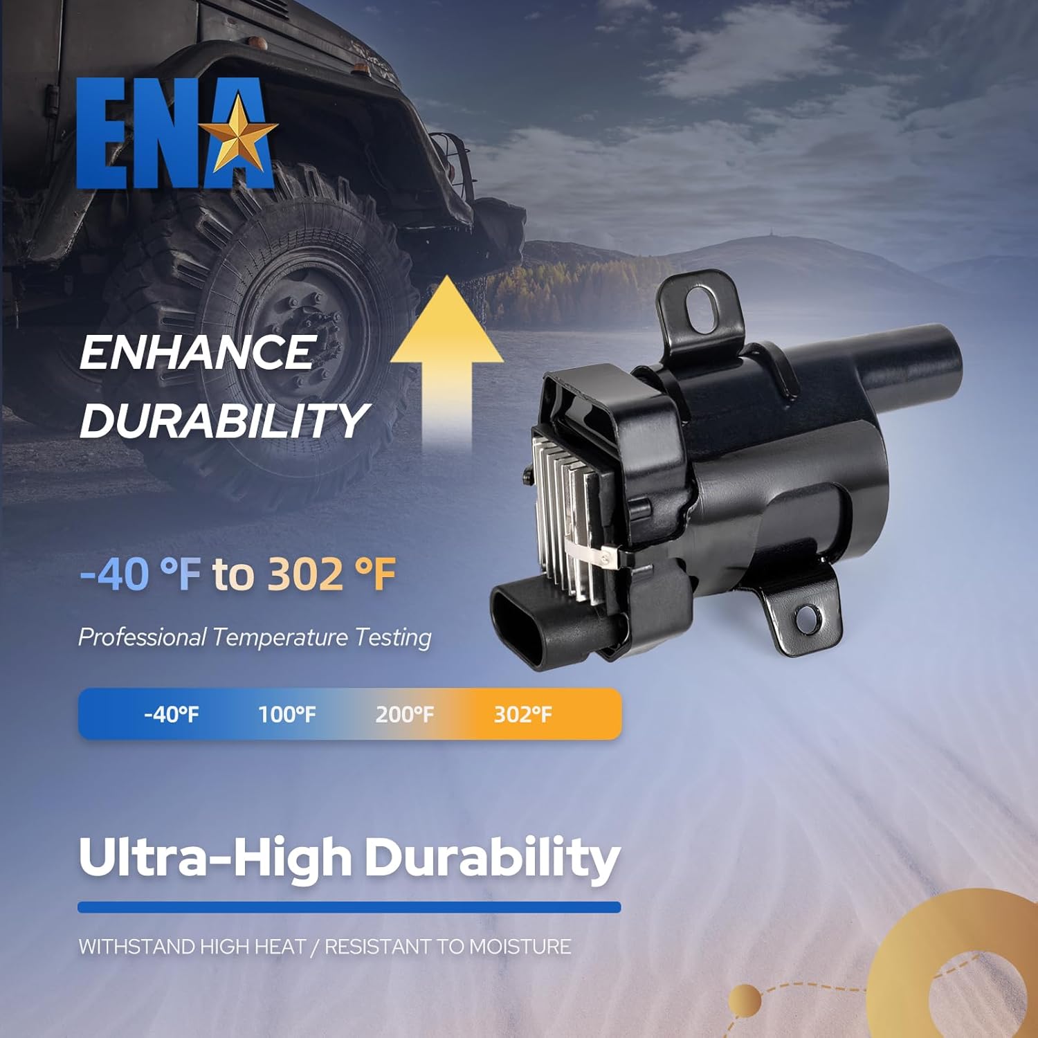 ENA Set of 8 Round Ignition Coil Pack and Platinum Spark Plug and Wire Set Compatible with Chevy Escalade Express Silverado Sierra Suburban Tahoe SSR 4.8L 5.3L 6.0L for UF262 C1251 41-962