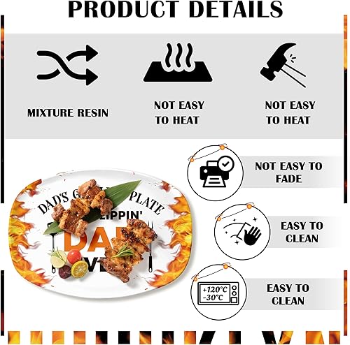 Vista 77 de R HORSE Plato de parrilla para padre, plato de regalo para abuelo, barbacoa, plato blanco ovalado, para servir abuelo, hombres, día del padre