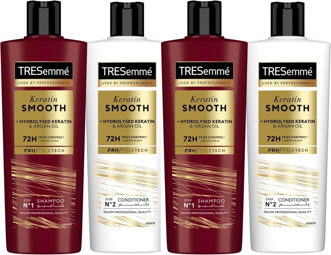 Keratin Smooth and Straight Shampoo with Argan Oil, 400ml (Pack of 2) + TRESEMMÉ Keratin Smooth and Straight Conditioner, 400ml (Pack of 2)