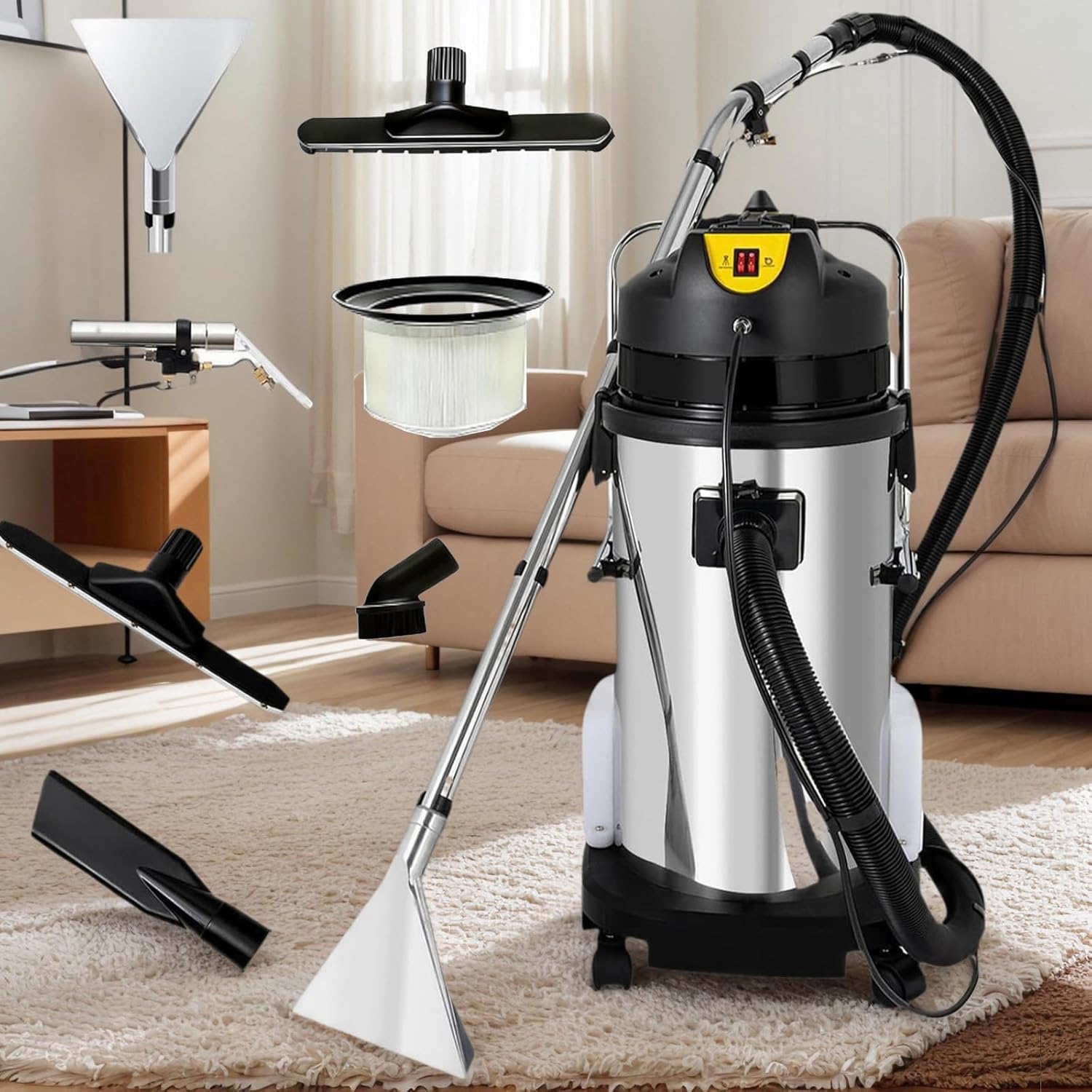 1049w Commercial Carpet Cleaning Machine, Super Clean Sofa Cleaning Machine, 40l/11gal Upholstery Cleaner for Wet Dry - 3 in 1 Extractor - vacuuming and Water - Carpet Sofa Curtain