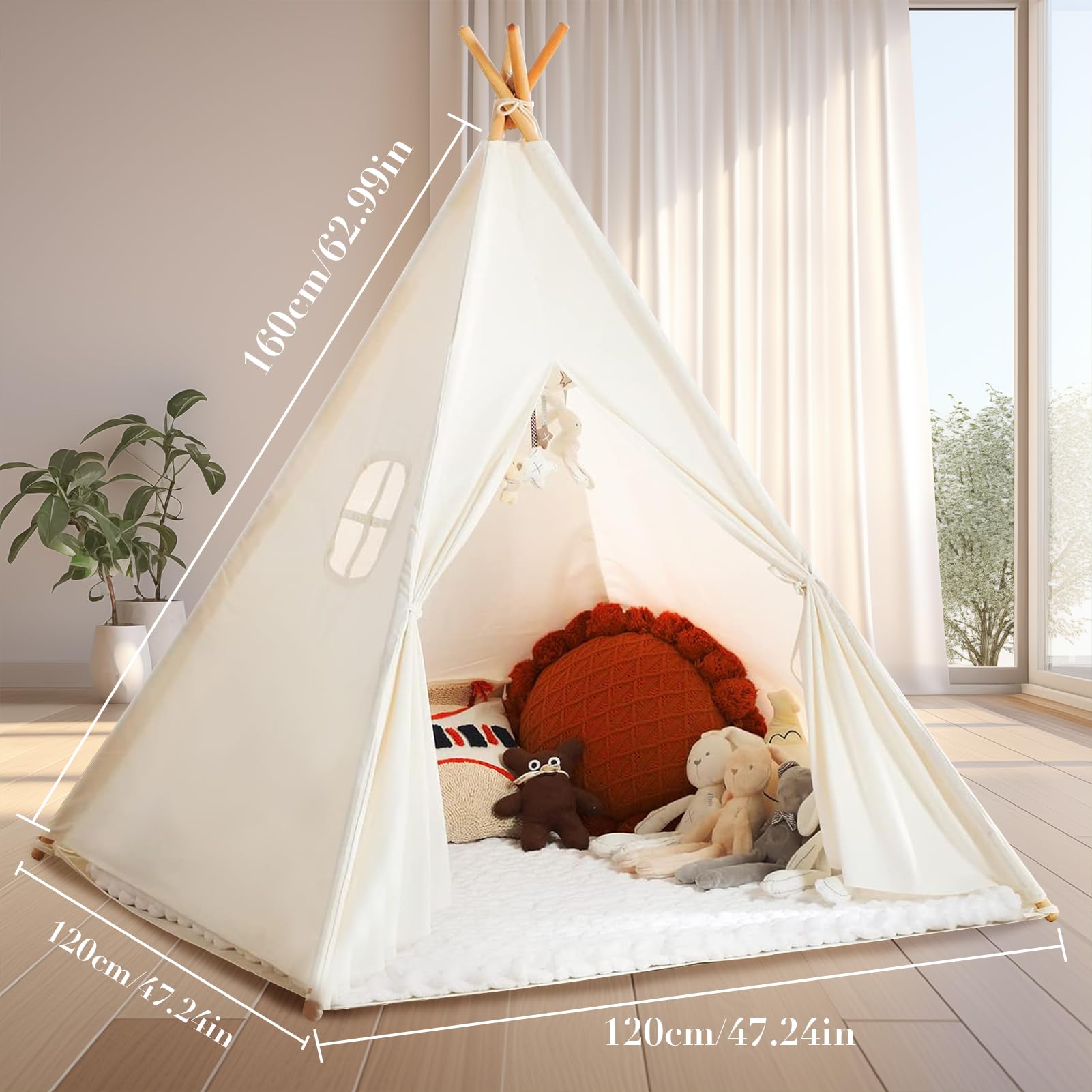 Teepee Tent for Kids, Play Tent Indoor Teepee Large Playhouse Children Boys and Girls Multifunction Picnic House Indoor Outdoor (Style 1) - Image 4