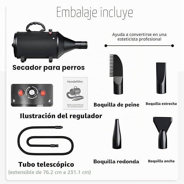 Foto 6 de 7 de TRIGRAND Secador de Pelo de Perro Blaster 3000 W, secador de Pelo para Mascotas