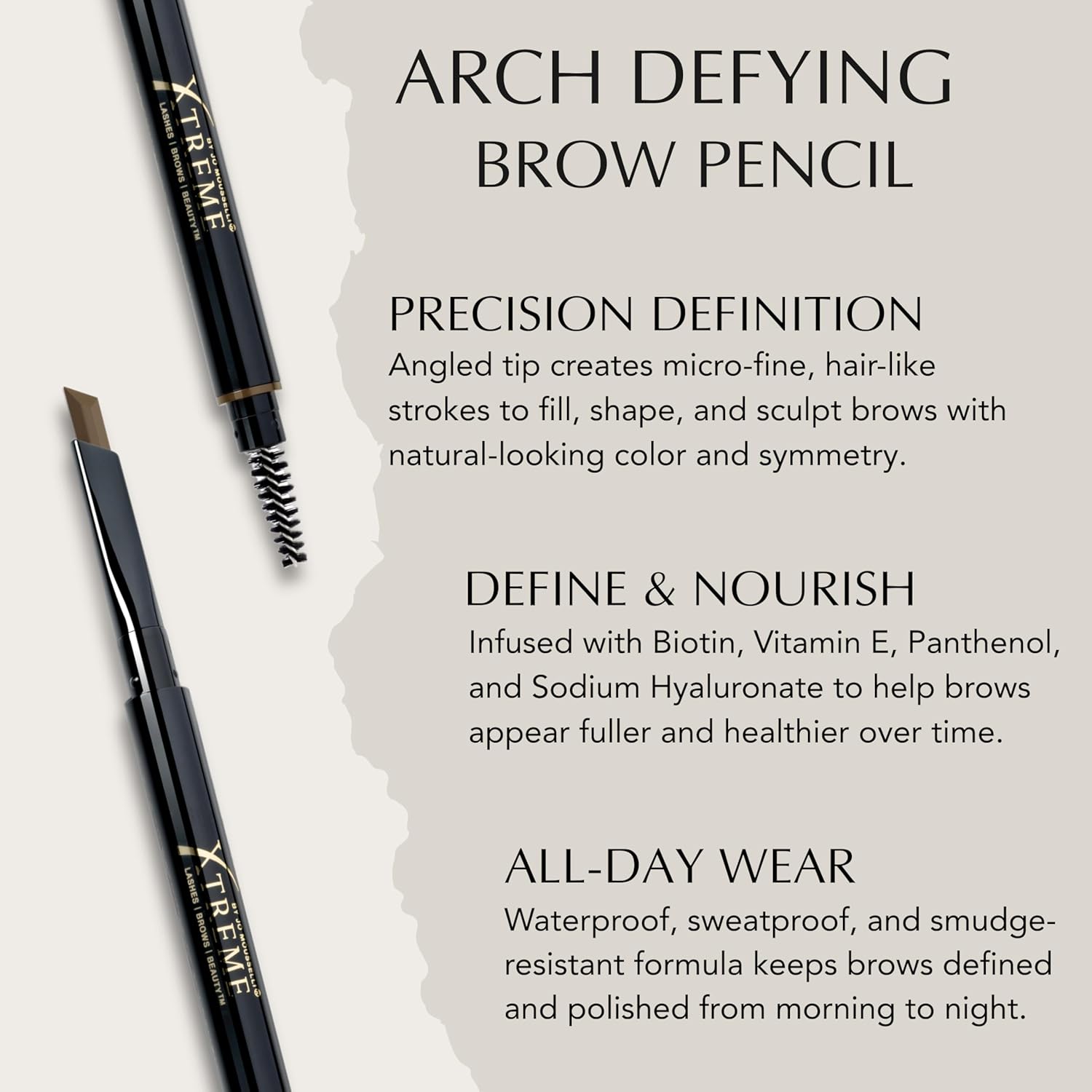 Xtreme Lashes Arch Defining Brow Pencil, Light Brown, Waterproof, Smudge-Proof, Long-Lasting Makeup, Vegan, Angled Tip Eyebrow Pencil with Spoolie Brush