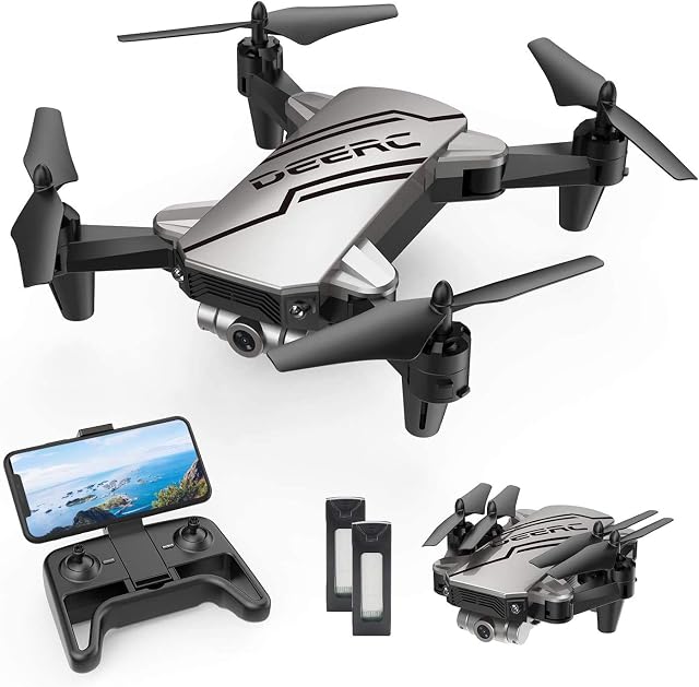 DEERC D20 Mini Drone for Kids with 720P HD FPV Camera, Foldable RC Quarcopter for Boys Girls with Altitude Hold, Headless Mode, One Key Start, Tap Fly, Speed Adjustment, 3D Flips, 2 Modular Batteries