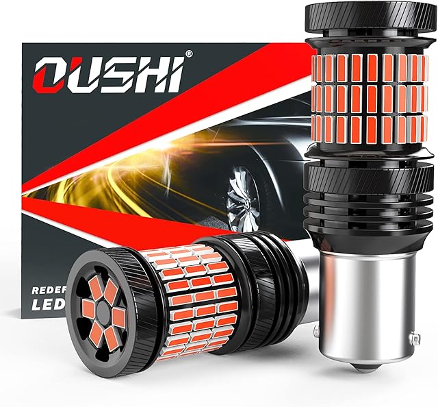 1156 BA15S Led Bulb, OUSHI P21W 7506 1003 1141 Led Bulb Extremely Bright 4000LM 12-24V Replacement For Car Led Brake Light Lamp Tail Light Rear Fog Light, Brilliant Red (Pack of 2)