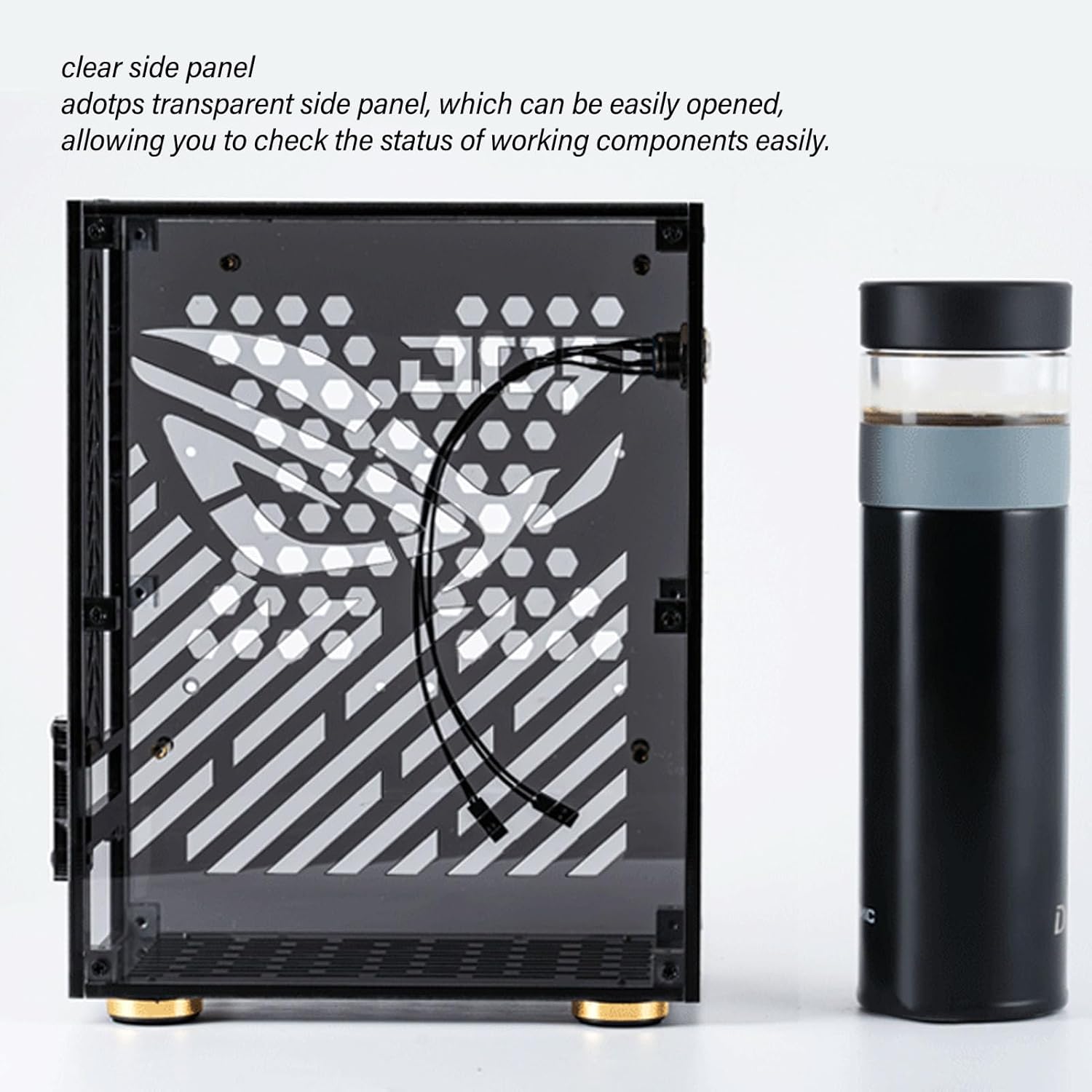Mini ITX Case, Clear Side Panel, 4.3L Capacity, 360 Degree Cooling, Acrylic Small Form Factor Case for Mini ITX Motherboard (Black), Denash7ftagrnigs-12