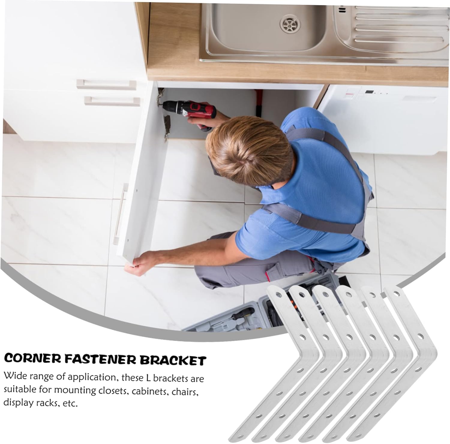 LIFKOME 10pcs Heavy Duty Stainless Steel Angle Brackets 90 Degree L-Shaped Corner Braces for Wood Decorative Shelf Support Brackets for Shelving and Furniture