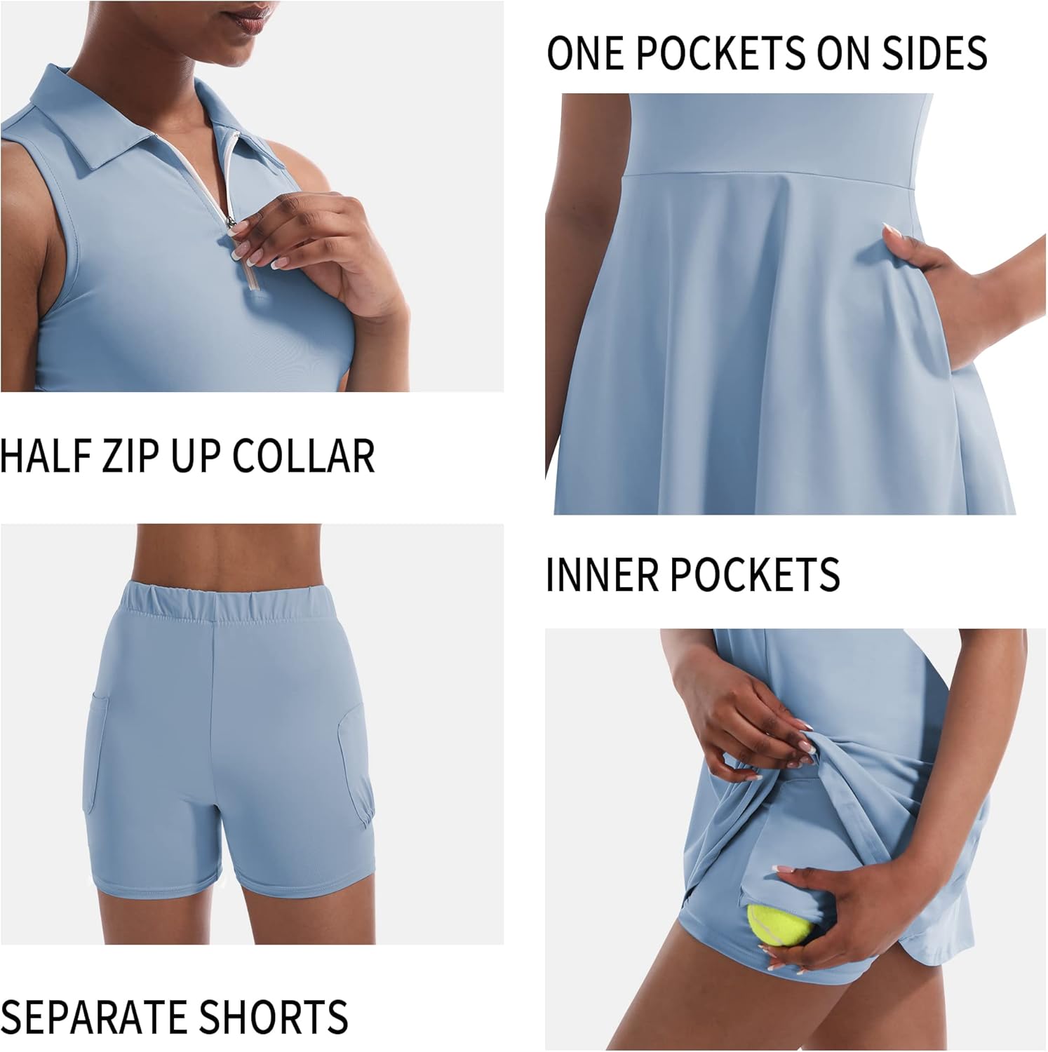 Fengbay Women Tennis Dress Golf Dress Workout Dress with Built in Shorts and Pockets Athletic Dresses for Women