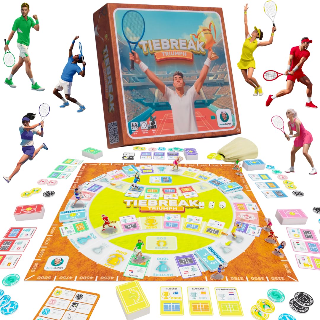 Tiebreak Triumph Tennis Board Game for Kids & Adults | 2 to 6 Players Family Fun | Indoor Tennis Themed Strategy Game