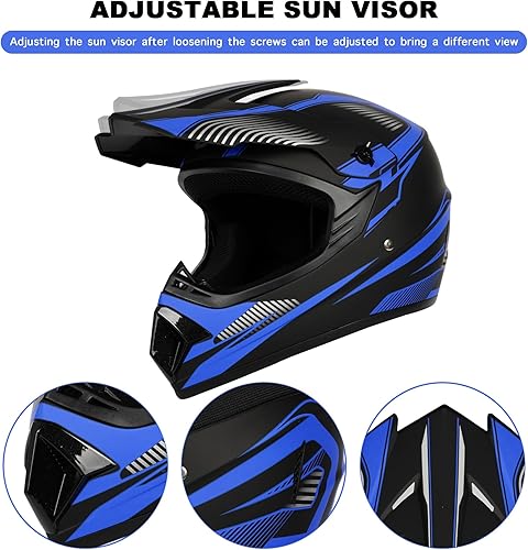 Miniatura 2 de Casco de motocross para niños y jóvenes, cara completa, para motocicleta, bicicleta de montaña, BMX, cuatrimoto, con guantes y máscara, juego de 4