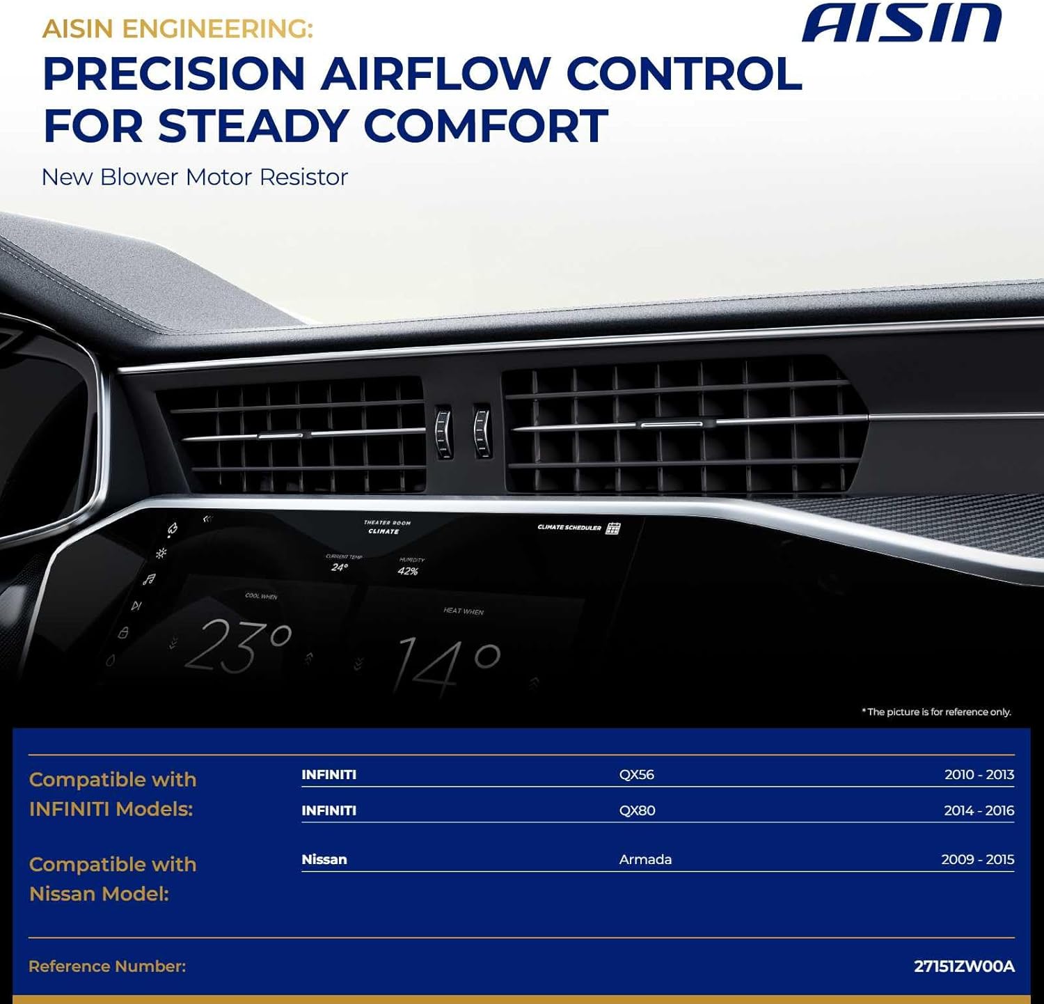 AISIN AFTERMARKET BMRN-00373 HVAC Blower Motor Resistor - Compatible with Nissan Armada 2009-2015, INFINITI QX56 2010-2013, QX80 2014-2016