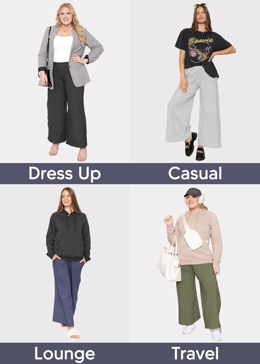 STRETCH IS COMFORT Women’s & Plus Size Relaxed Fit Cotton Wide Leg Pants with Pockets | Soft Ankle Length | S–5XL