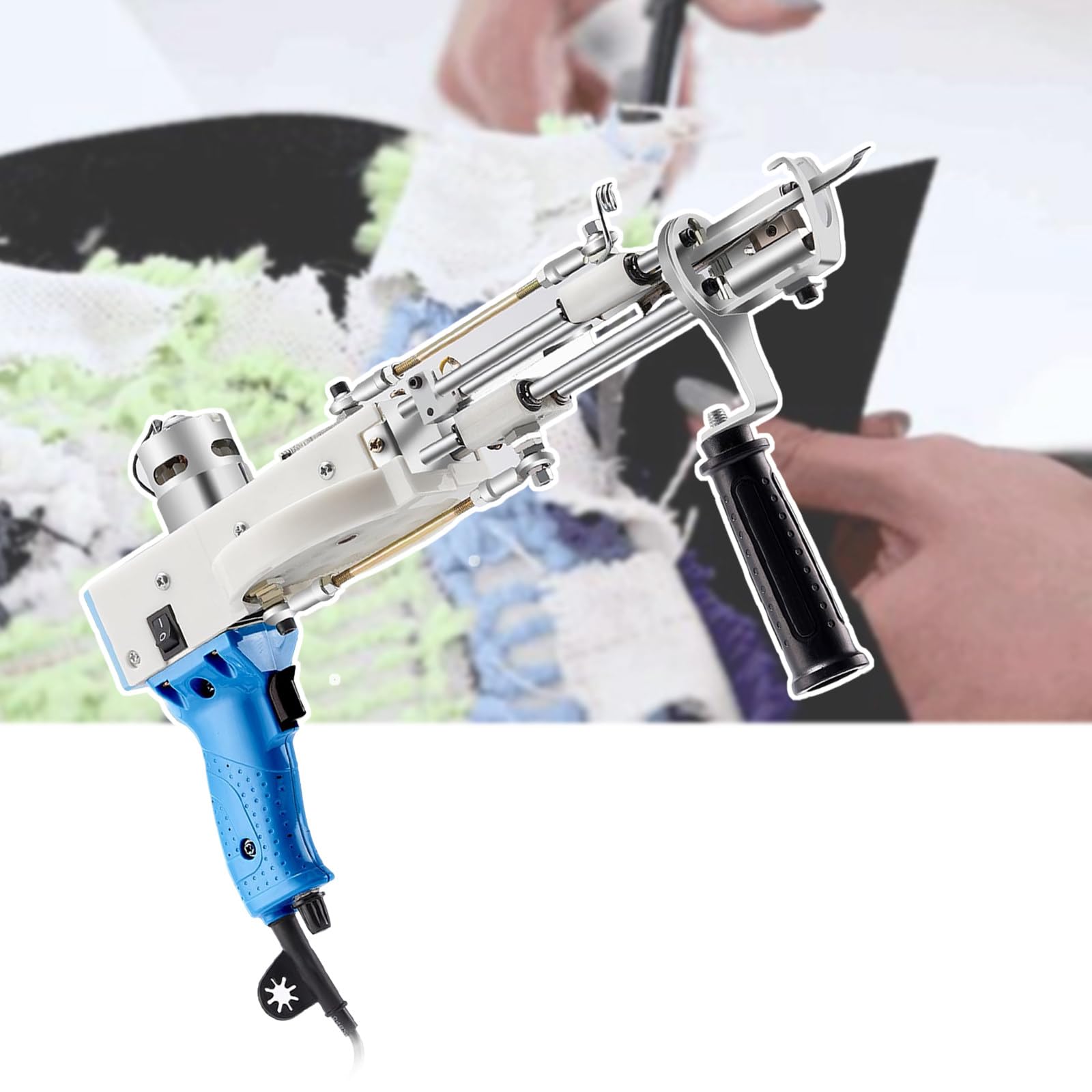 Yldessm&EU Starter kit for pistola tappeti in pile ad anello tagliato 2 in 1, macchina floccare tessitura di tappeti con pistola elettrica for trapuntatura(4cm)