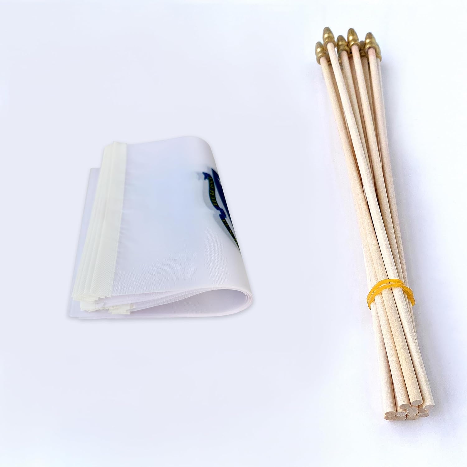 TSMD Massachusetts MA State Flag on Wood Stick Small Mini Handheld Flags,5x8 Inch,12 Pack - Image 3