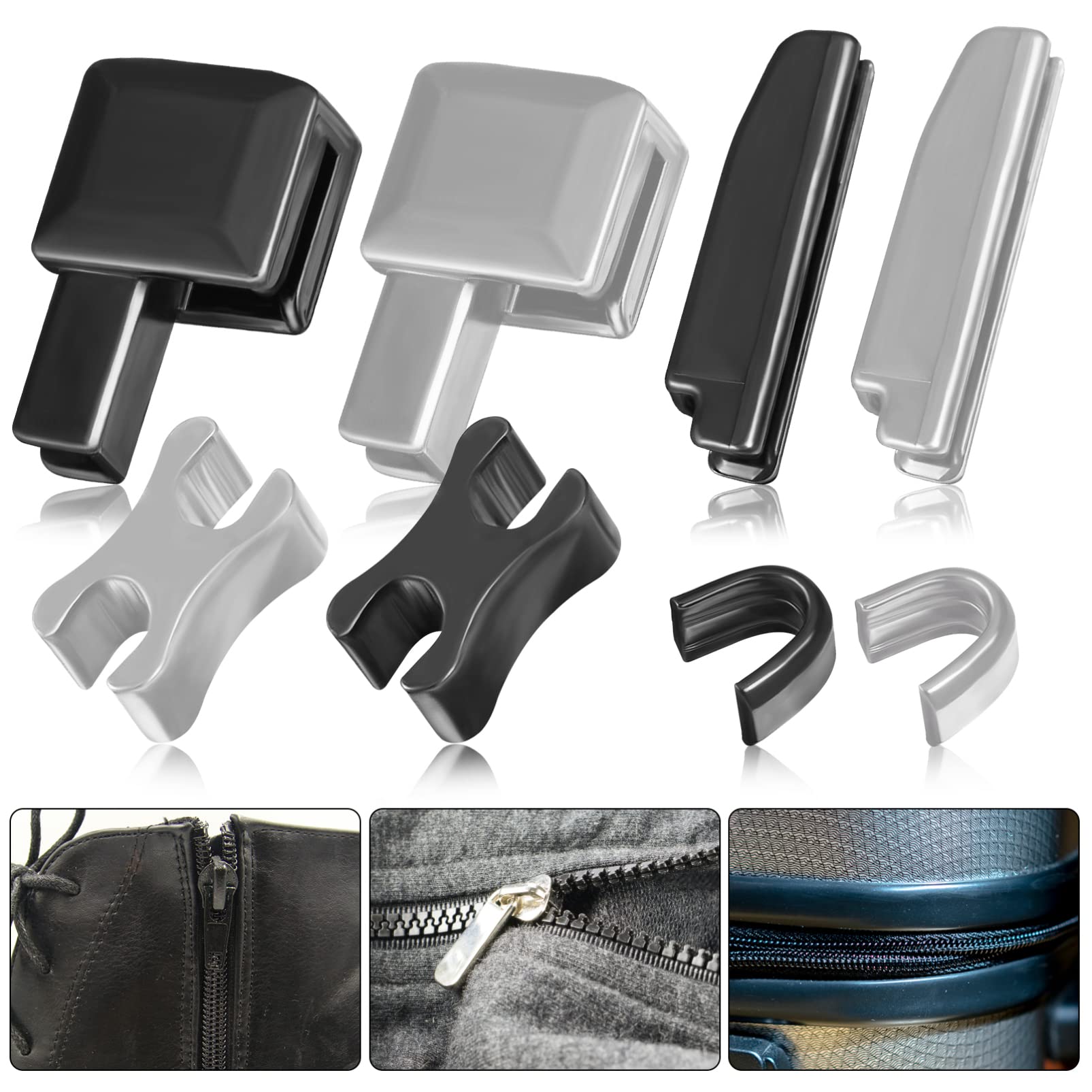 SHINEOFI 4piezas Kit De Reparación De Cremalleras Herramientas De Reparación De Cremalleras Para Ropa Chaquetas Jeans y Mochilas Accesorios Metálicos