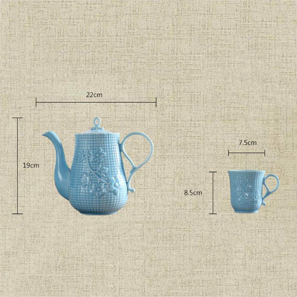 Set da tè Ceramica Bone China Set di Tazze per l'acqua Elettrodomestico per l'acqua Resistente al Calore e al Freddo Teiera/Tazza da tè Smalto in Ceramica Set da 8 PE(Un