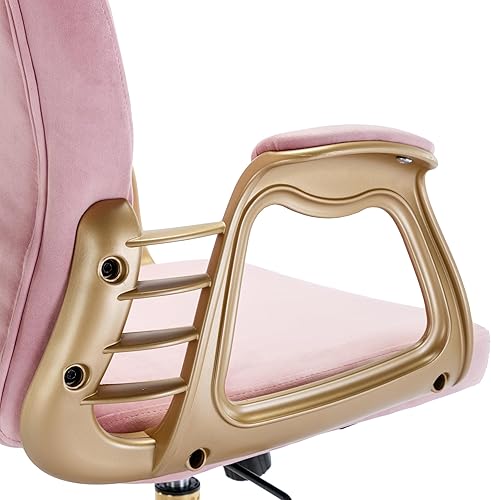 Miniatura 9 de Silla de escritorio de terciopelo para oficina en casa, cómoda con patas y brazos dorados, cómoda silla de tocador de maquillaje con respaldo y