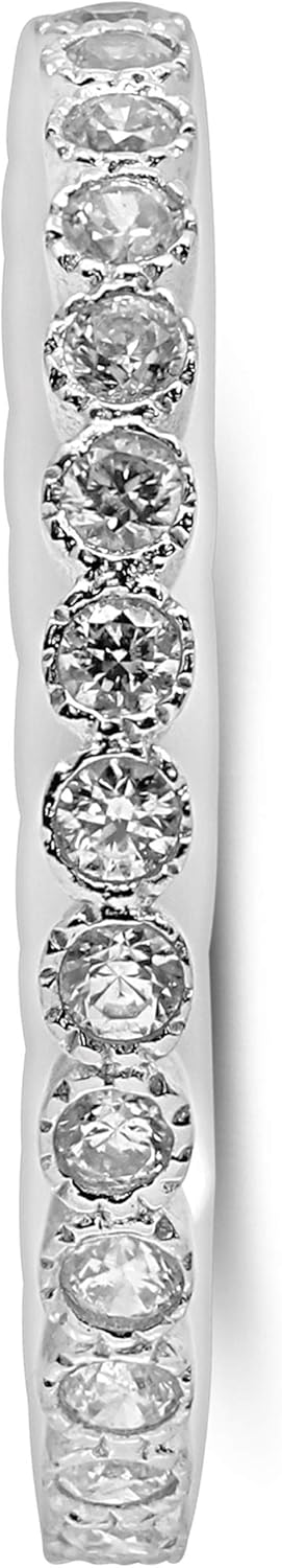 925 Sterling Silver Cubic Zirconia Eternity Stackable Band Ring