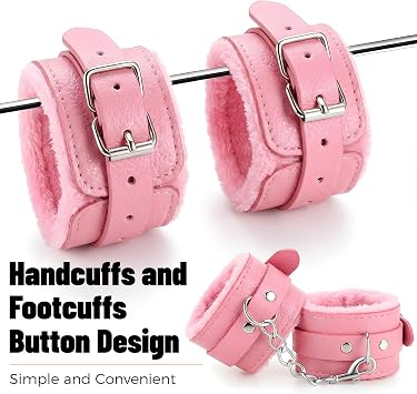 Couple Hand Bondaged for Grownups Bedroom Sx Tie up Set Women Faux Leather Whip for Adults Pink 10 Pcs Couple Sexy Accessories Kit for Couples Play Z01
