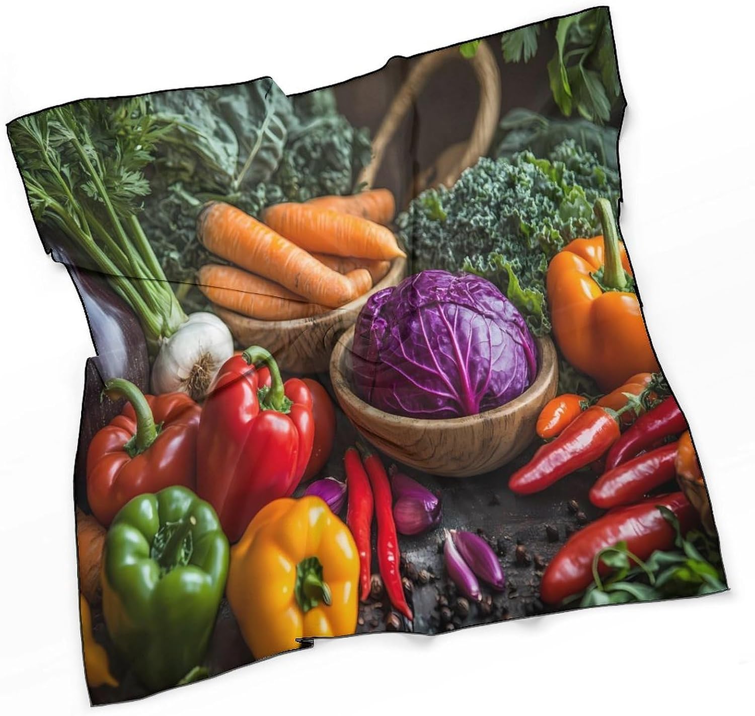 Root Crops Vegetables Bandana Fashion Head Scarf Square Silk Scarf Print Neck Hair Scarfs for Women Men Gifts