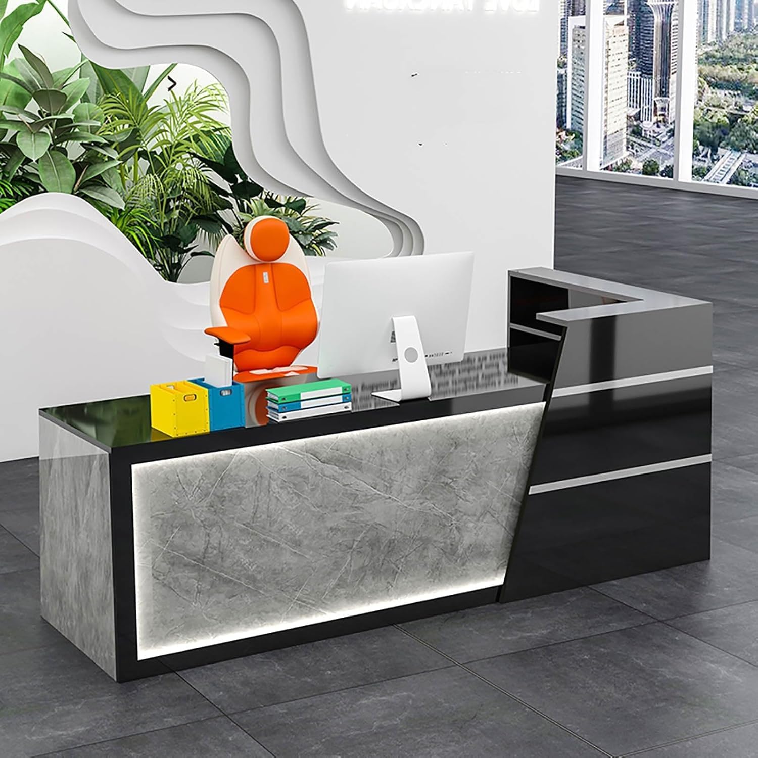 EYPKPL Large Reception Desk Solid Wood Counter Table L Shape Retail Counter with Storage Checkout Counter Standing Reception Table