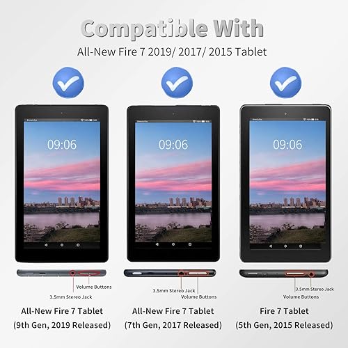 Miniatura 2 de Funda protectora para tablet Kindle Fire 7 de 7 pulgadas (versión 201920172015), estilo libro, a prueba de golpes, con múltiples ángulos ajustables,