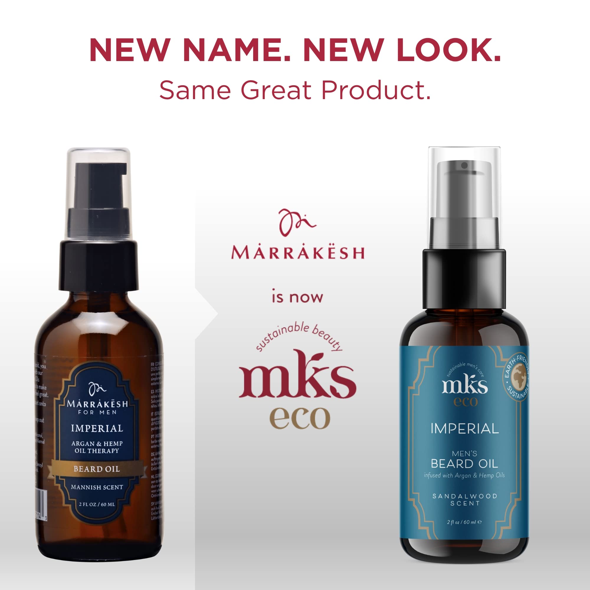 MKS eco for Men Imperial Beard Oil, Sandalwood Scent - 2 fl oz - Calms & Controls Facial Hair, Adds Shine, Moisturizes Skin - With Hemp Seed Oil & Argan Oil - Vegan, Cruelty Free