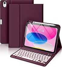 Vobafe Case with Keyboard for iPad A16 11/10 Generation (2025/2022, 11/10.9 Inch) - 7 Colours Illuminated Magnetic Removable Keyboard Protective Case with Pen Holder for iPad 11th/10th Gen, Raspberry