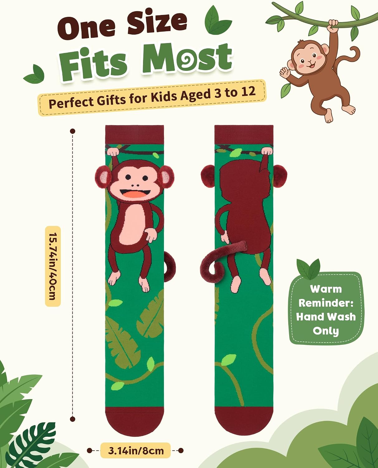 Crazy Silly Socks for Kids Funny 3D Dog Monkey Animal Socks