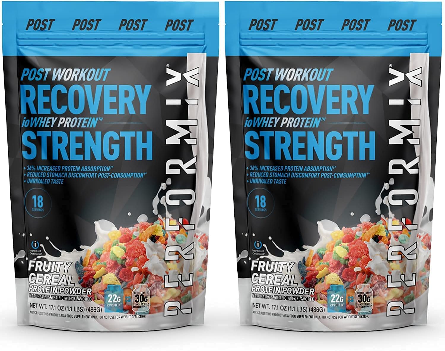 PERFORMIX ioWHEY Protein Powder - 2 Pack - 18 Servings - 100% Whey Isolate Protein for Quick Absorption and Post Workout - 22g Protein, Low Carb and No Sugar Ð Fruity Cereal