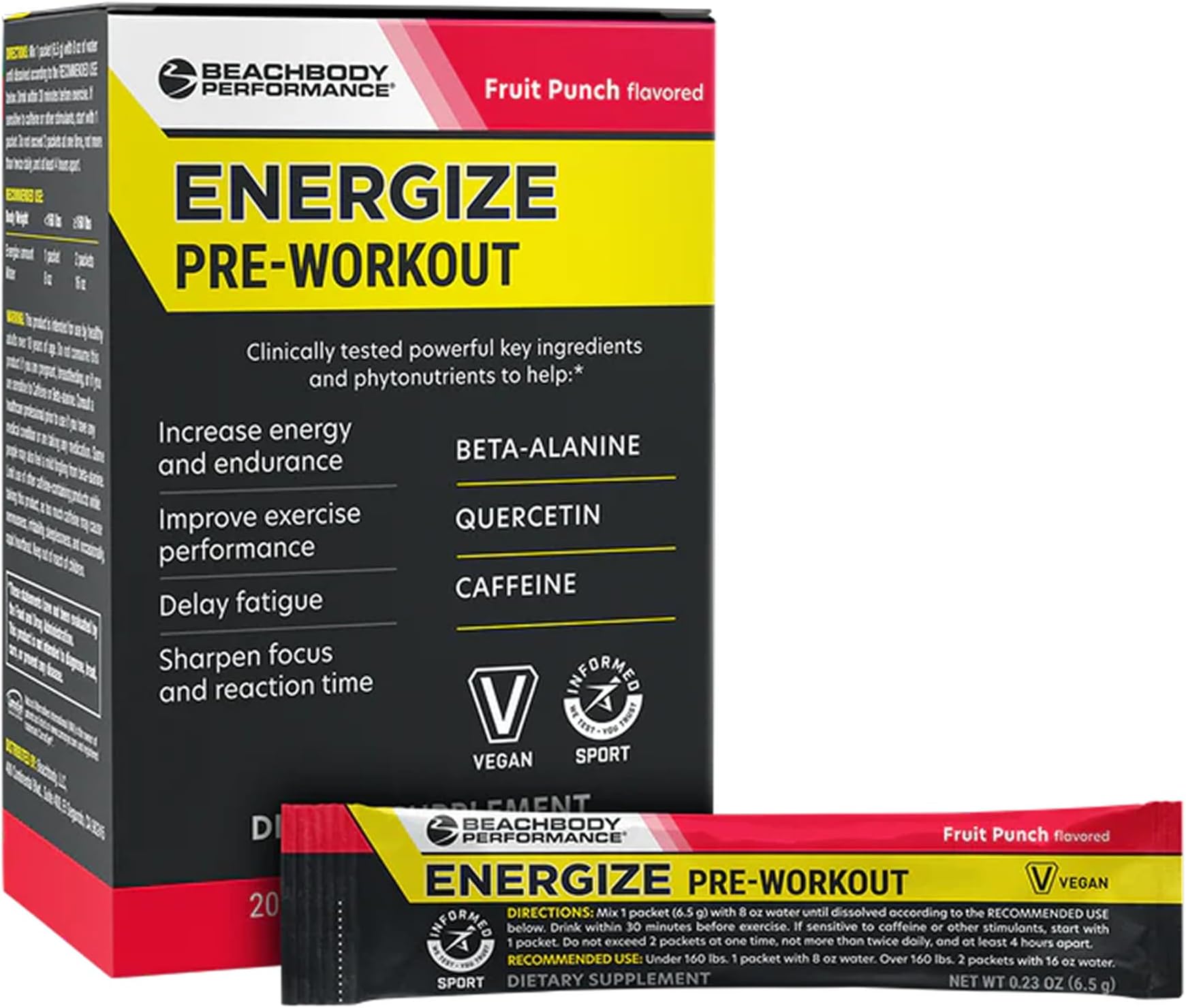 BODi Energize Pre Workout Powder - Fruit Punch, 20 Count