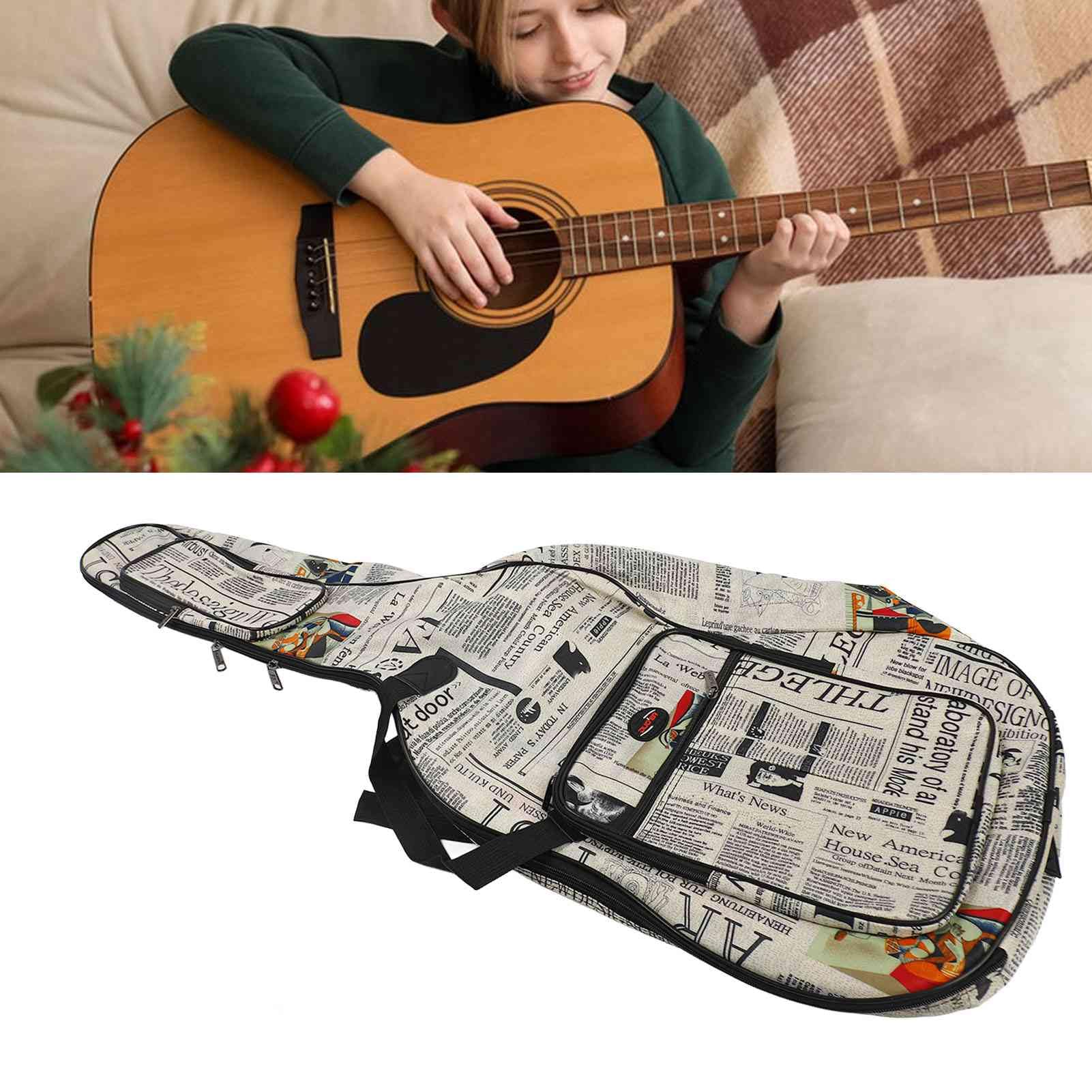 Borsa per chitarra in tessuto Oxford 600D resistente all'acqua, custodia per chitarra acustica con spallacci regolabili, imbottita per chitarre da 41” (40 pollici)