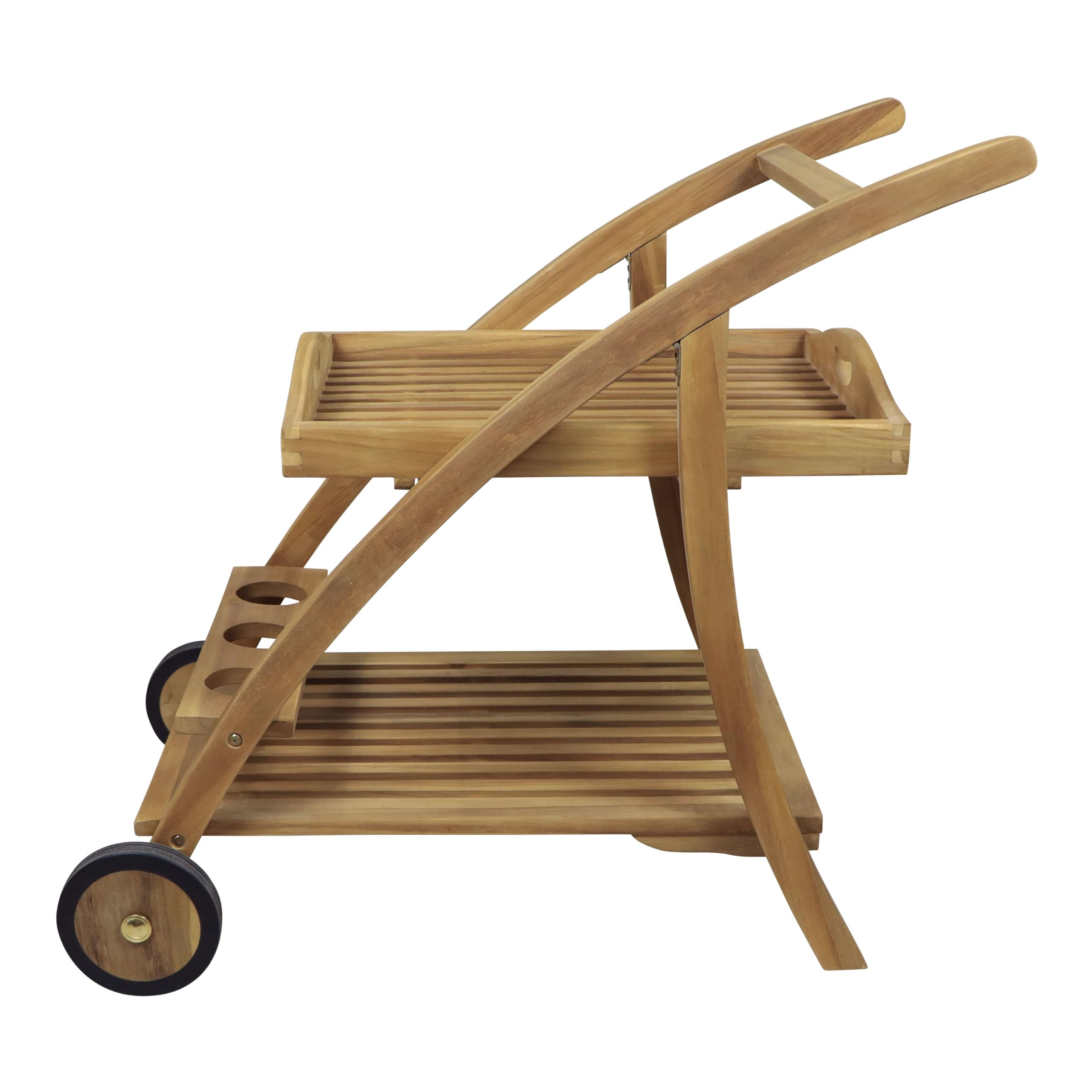 AXI Adi Servierwagen aus Teak Holz mit abnehmbarem Tablett & Flaschenhalter | Küchenwagen mit Rollen für Garten, Balkon, Terrasse | Rollwagen für Outdoor/Küche aus Teakholz | 93 x 62 x 84 cm