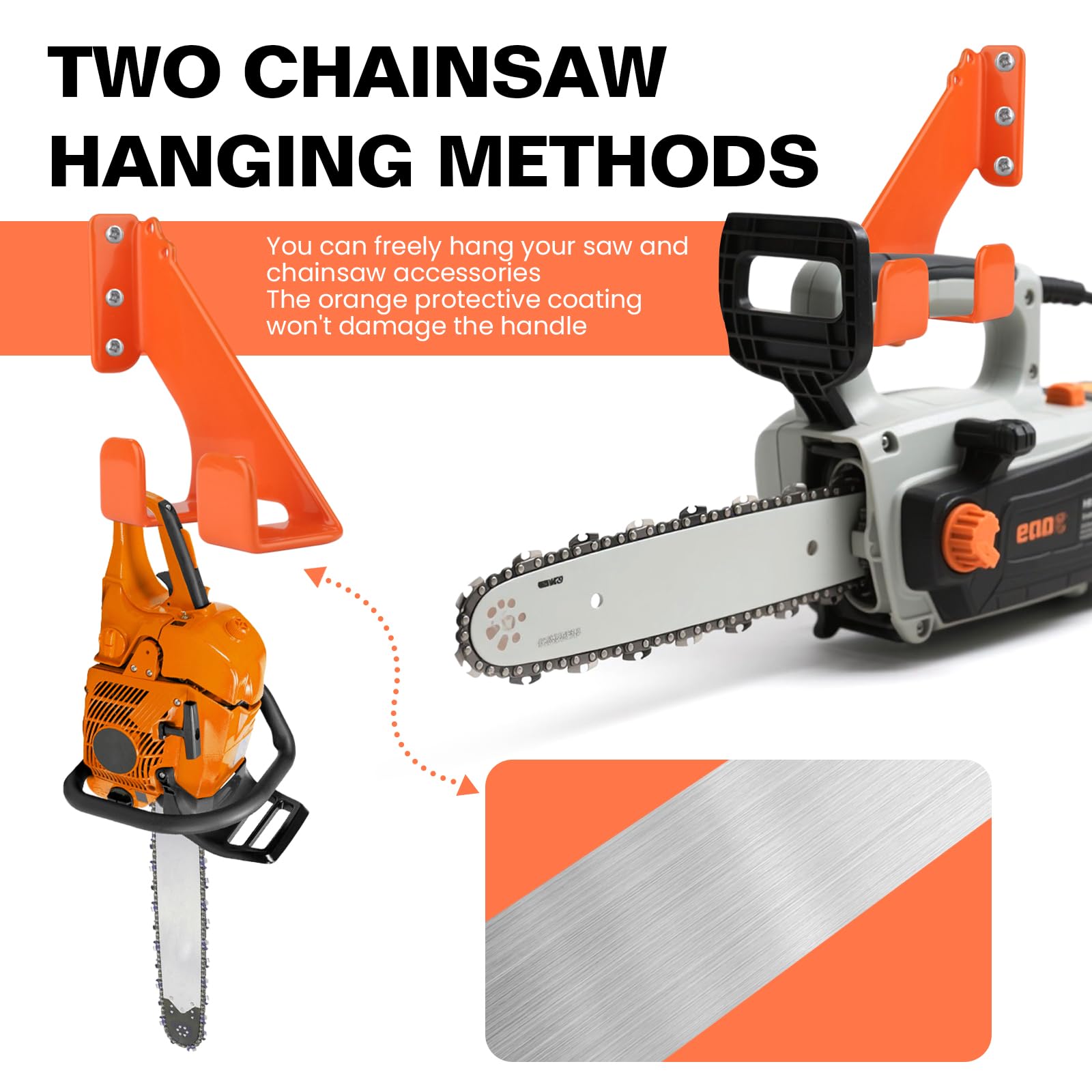 Chainsaw Holder Hanger, Heavy Duty Chainsaw Wall Mount with Rubber,Space Saving Chainsaw Storage for Garage, Shop & Shed Organization, Easy Install Chainsaw Rack