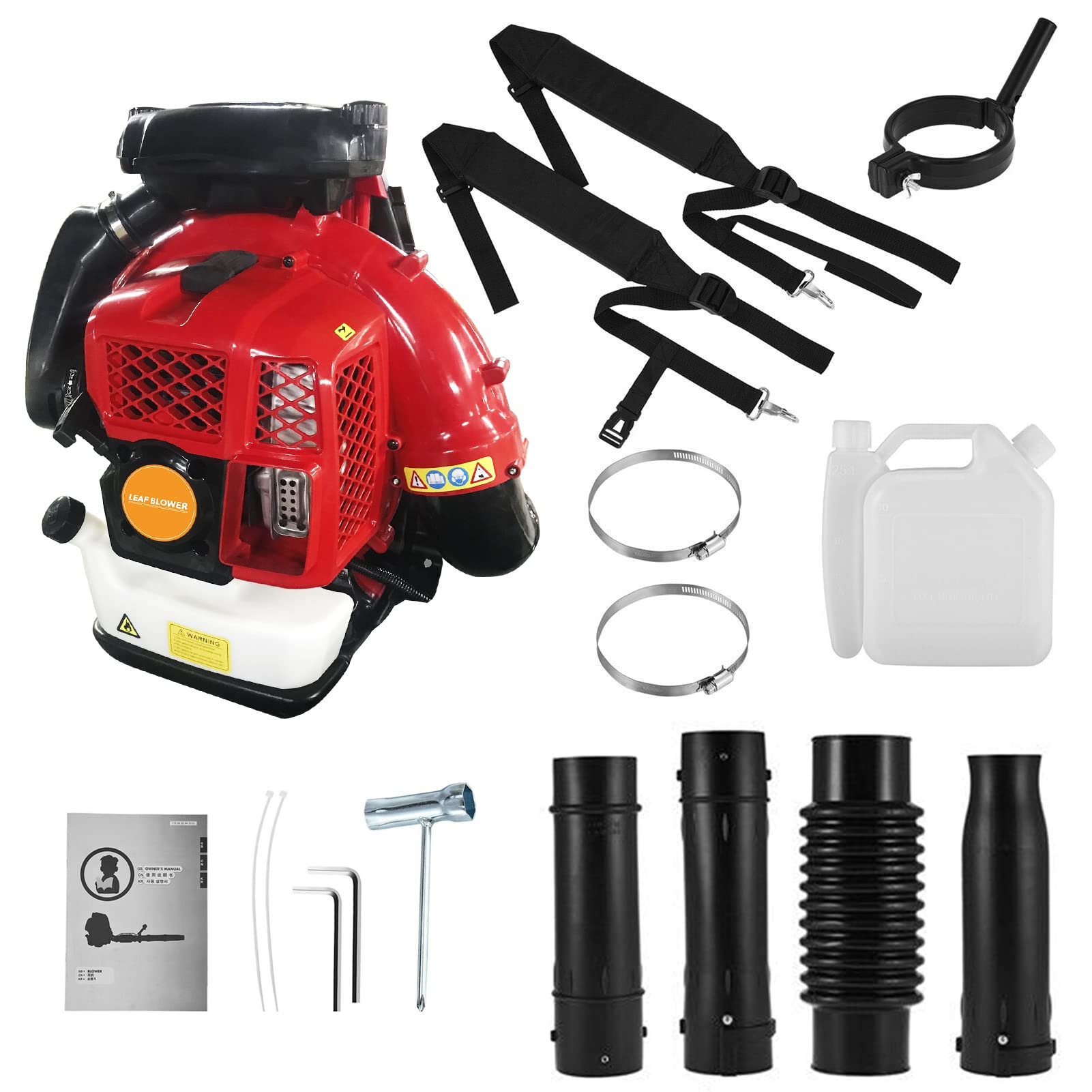 Hesitroad Backpack Leaf Blower,80CC Gas Powered 900CFM Air Volume 2.3L Oil Tank 2-Stroke Engine Backpack Blower Snow Blower for Lawn | Yard | Garden from USA Fast Arrival Red