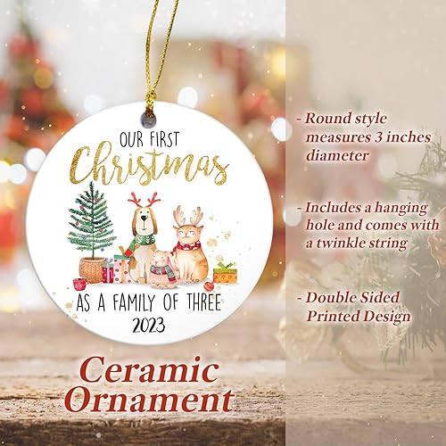 Miniatura 5 de Adornos de Navidad para bebé 2023  Familia de tres, adorno de cerámica de recuerdo, recuerdo de vacaciones, regalo para bebé recién nacido del año