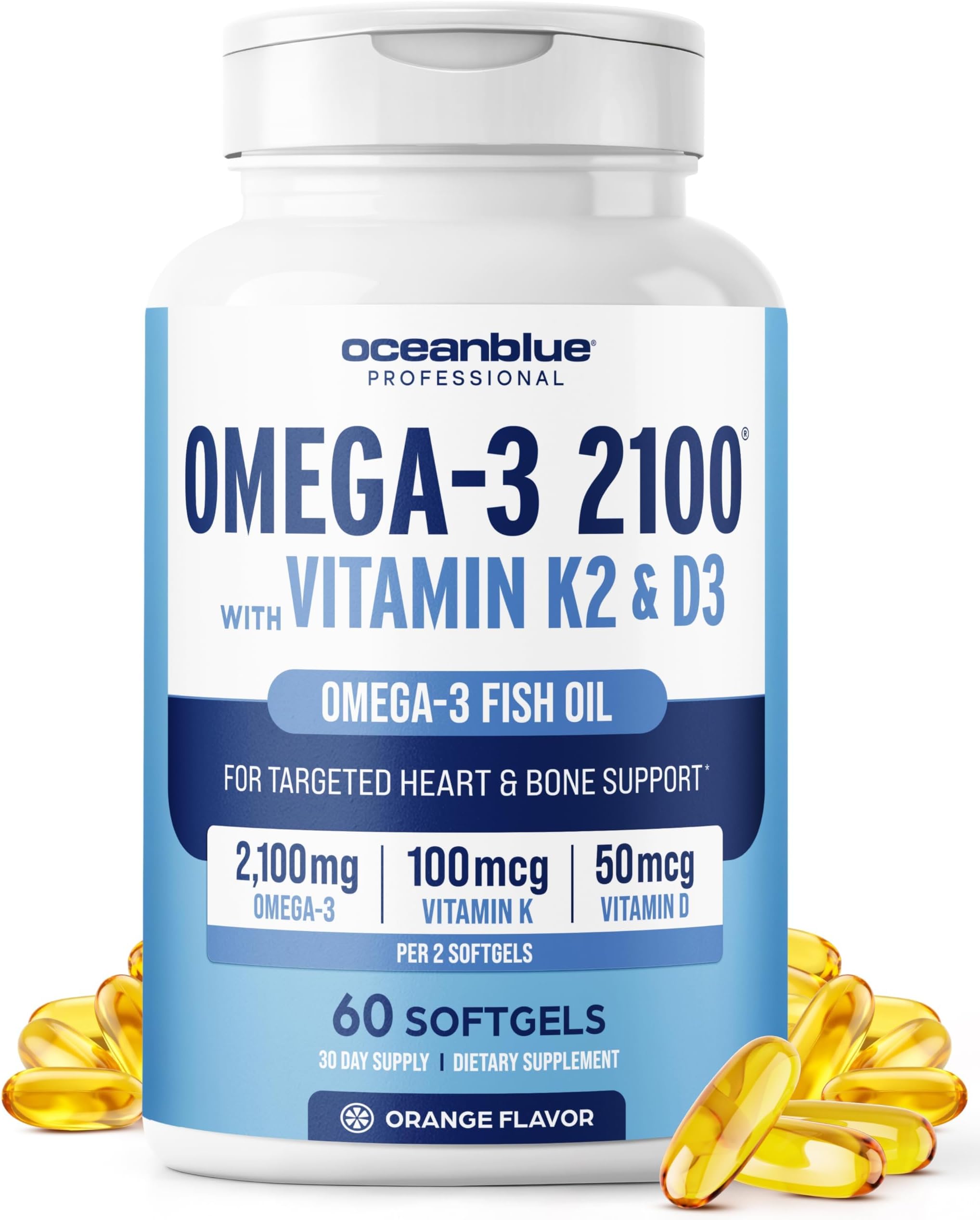 Oceanblue Professional Omega-3 2100 with Vitamin K2 & D3-60 Softgels