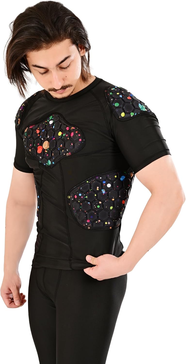 Men's Football Padded Rib Protector Comfortable Basketball Shirt Training Gear for Rugby Baseball Softball and Soccer