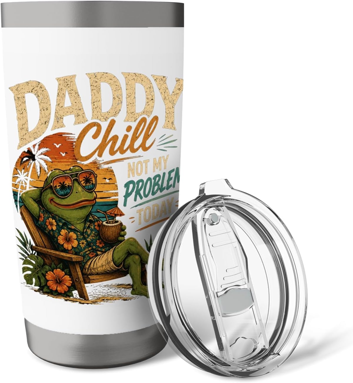 Daddy Chill Funny Viral Tik Trending Meme Distressed Stainless Steel Insulated Tumbler image 5