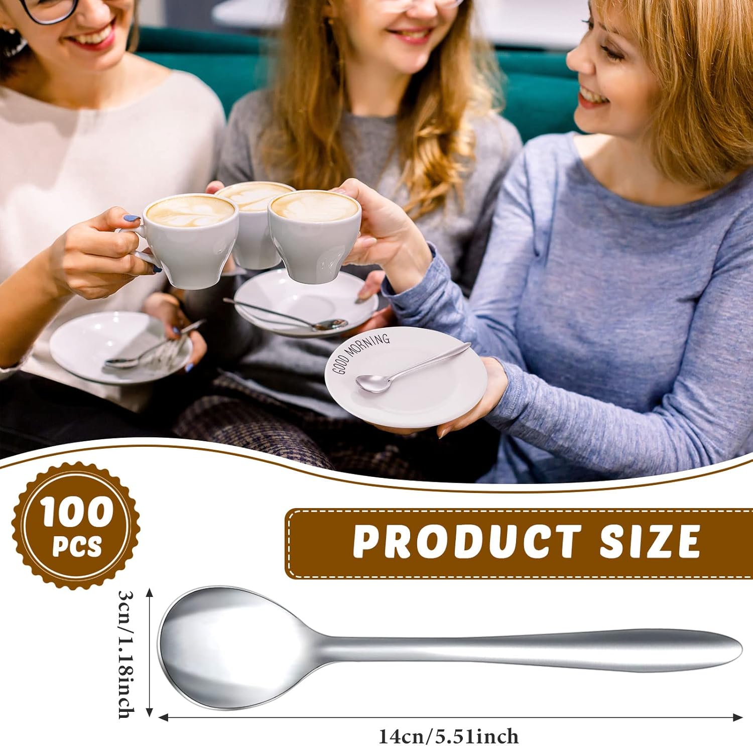 Gerrii 100 Pieces Demitasse Espresso Spoons 5.5 Inch Mini Stainless Steel Coffee Silver Serving Spoon for Appetizer Dessert Caviar Sugar Cream Tea for Home Casual Shop