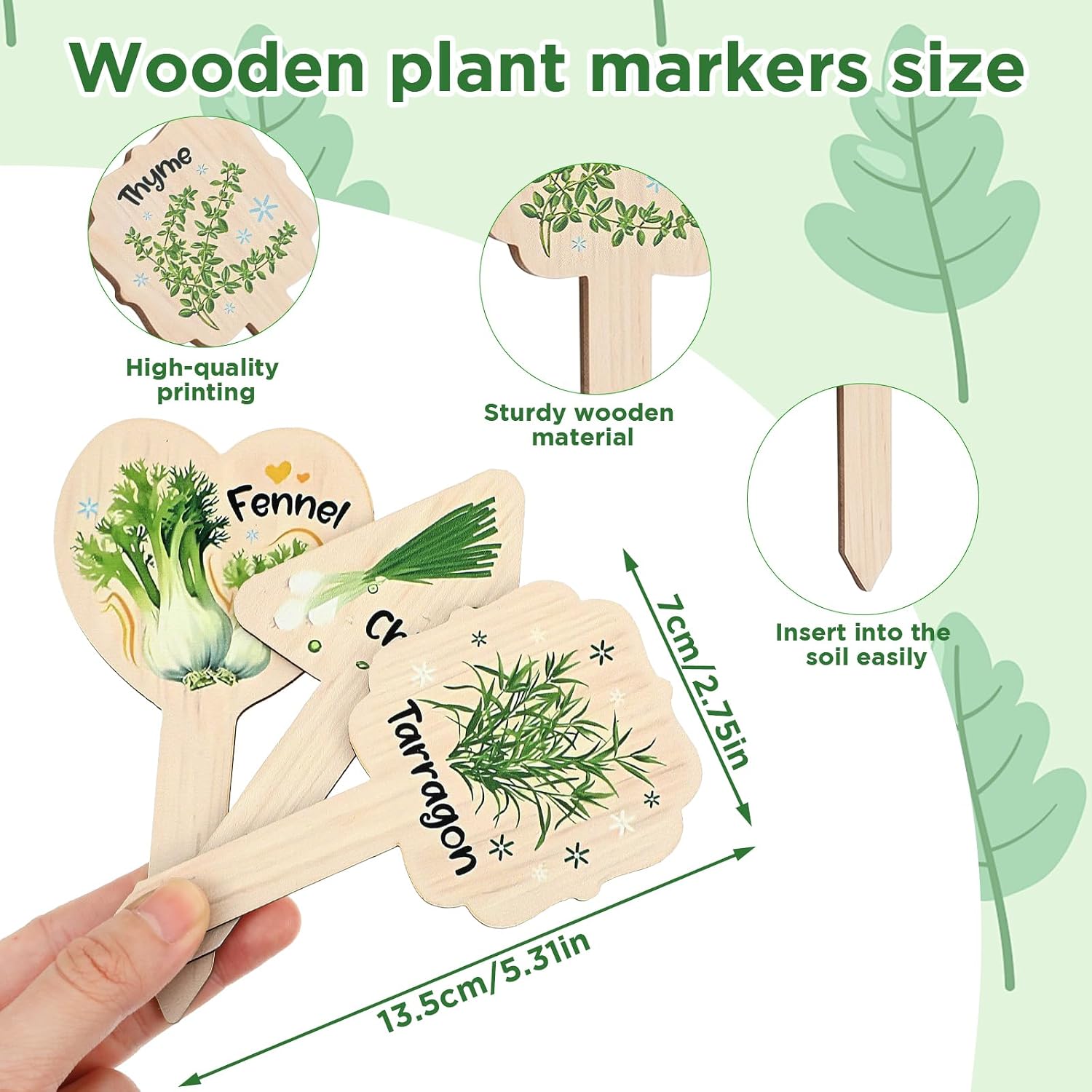 15Pcs Wooden Plant Signs, Funny Garden Plant Markers, Cute Patterns Interesting Words Labels with Stake Waterproof for Indoor Outdoor Patio Succulent Flowers Greenery SeedlingTags(b) image 2