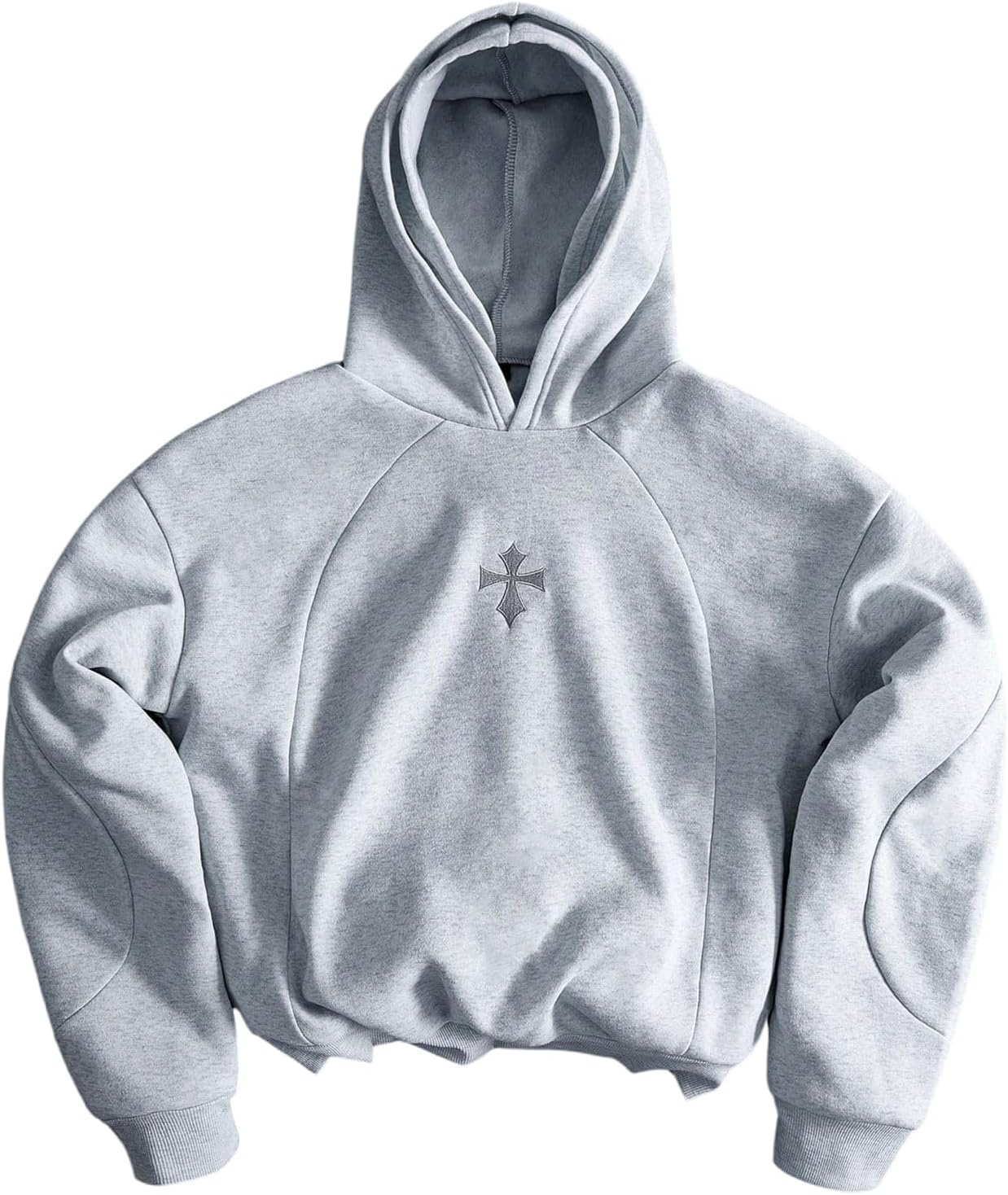 SOLY HUX Men's Gothic Graphic Hoodie Y2k Embroidery Long Sleeve Double Layered Hooded Sweatshirt Pullover Tops Streetwear